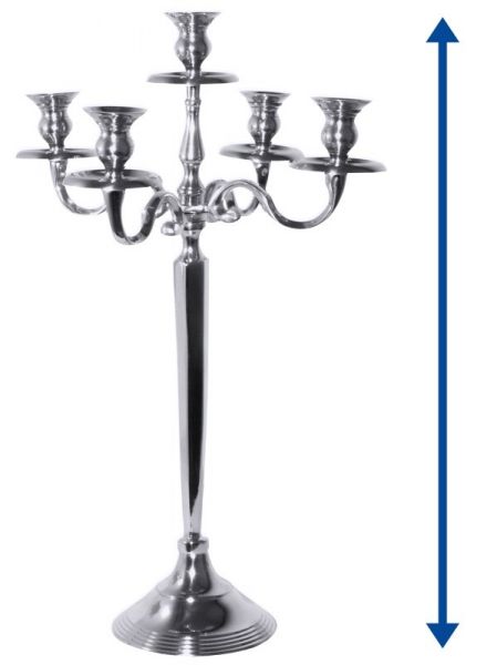 Kandelaber, übergroß, fünfarmig, Aluminiumguss, H: 80 cm, D: 22 cm, L: 40 cm