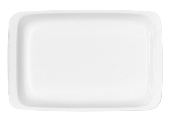 Bauscher, B1100 - Platte rechteckig 21, weis, uni, 21,6 x 14,3 cm