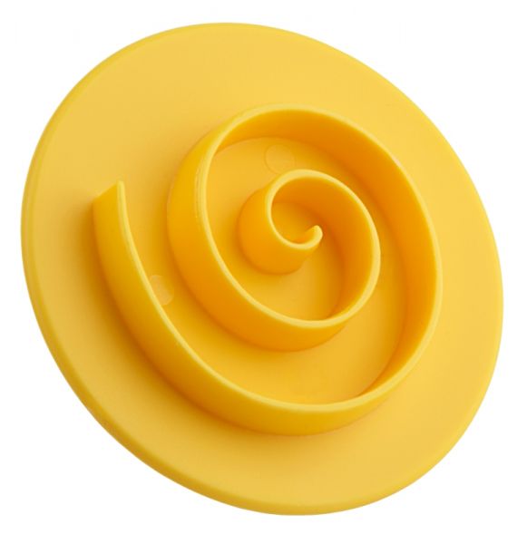 Brötchenteigdrücker Spirale, gelber Kunststoff, D: 8 cm, H: 3,5 cm