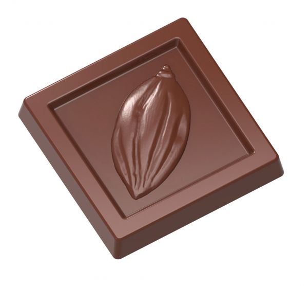 Schokoladen- Form Prägung Kakaobohne, 275 x 135 mm, 3 x 7 Stück 31,5 x 31,5 x 5 mm