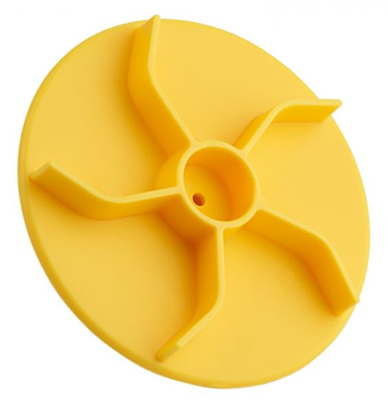 Brötchenteigdrücker Kaisersemmel mit Loch, gelber Kunststoff, D: 8 cm, H: 3,5 cm