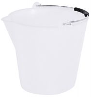 Kunststoffeimer, mit Ausguss und Bügel, weißem PP, I: 15 ltr., D: 30 cm, H: 31 cm Kunststoffeimer, mit Ausguss und Bügel, weißem PP, I: 15 ltr., D: 30 cm, H: 31 cm