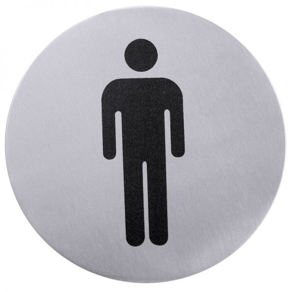 Toiletten-Türsymbol HERR, Edelstahl, selbstklebend, D: 7,5 cm