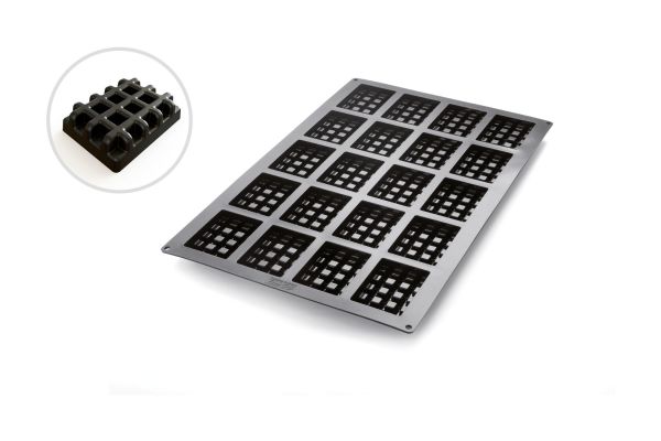 Silikon - Backform 400 x 600 mm, Waffel, 20 x 113 ml, 95 x 70 mm, H: 24 mm