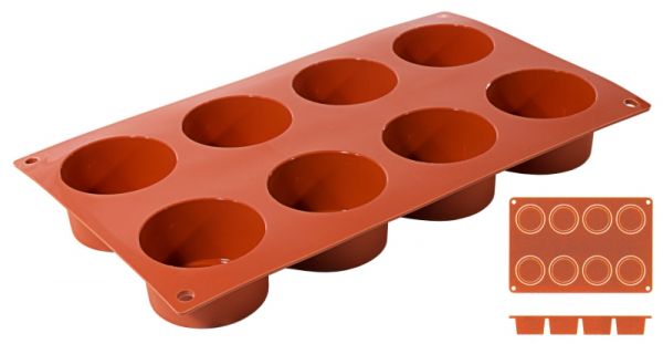 Silikon-Backmatte Zylinder, 8 Formen, D: 6 cm, H: 3,5 cm