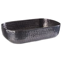 Schale, 23 x 15,5 cm, H: 6 cm, Aluminium, Gunmetal-Look, gehämmerte Oberfäche Schale, 23 x 15,5 cm, H: 6 cm, Aluminium, Gunmetal-Look, gehämmerte Oberfäche