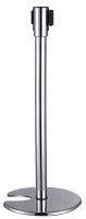 Gurtabsperrpfosten, Band blau, Edelstahl, D: 35 cm, H: 95 cm Gurtabsperrpfosten, Band blau, Edelstahl, D: 35 cm, H: 95 cm
