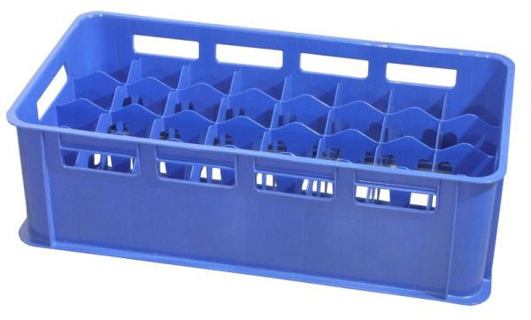 Gläserkasten mit 32 Fächer, PE, stapelbar, blau, 74 x 38 x 23 cm, D: 8,6 cm