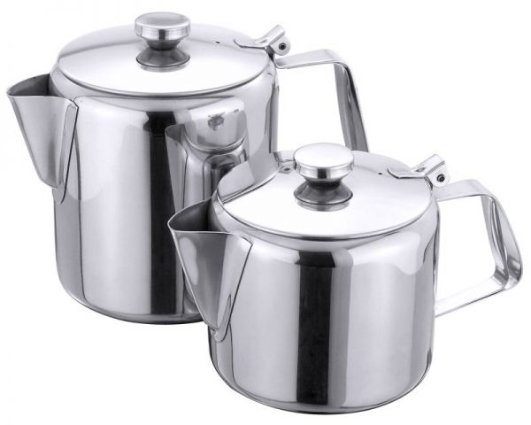 Teekanne, Scharnierdeckel und Ausgussieb, Edelstahl, I: 0,5 ltr., D: 10 cm, H: 9,5 cm