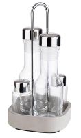 Pfeffer-, Salz-, Essig- u. Öl- Menage ELEMENT, 5-teilig, B x L: 12,5 x 12,5 cm, H: 25 cm Pfeffer-, Salz-, Essig- u. Öl- Menage ELEMENT, 5-teilig, B x L: 12,5 x 12,5 cm, H: 25 cm