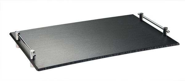 GN 1/1 Tablett SLATE 53 x 32,5 cm, H: 6 cm, Melamin, schwarz, Schieferlook, verschraubten Distanzstücken