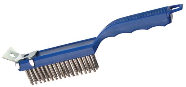 Drahtbürste, Griff aus PP, Edelstahlborsten, L: 29 cm, Klingenbreite: 4 cm, Borsten: 2,5 cm