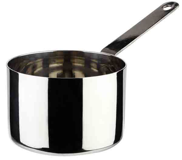 Serviertopf D: 9 cm, H: 6 cm, Edelstahl, Griff: 9 cm, 0,36 ltr.