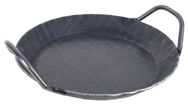 Brat-, Servier- Eisenpfanne, D: 24 cm, H: 3 cm, zwei Griffe