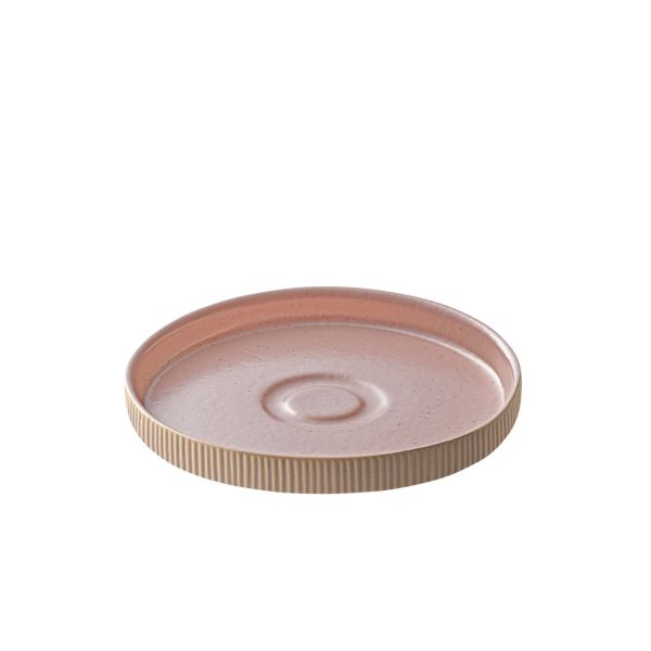 Playground, Steinzeug - NARA Rosé : Untertasse rund, Relief, 15 cm