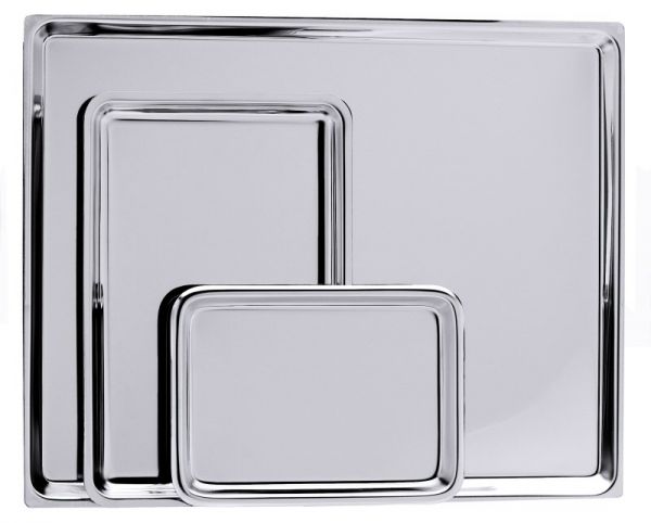 Auslagetablett, rechteckig, glatter Rand, Edelstahl, 44,5 x 32,5 x 0,9 cm