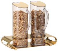 UNISON GOLD Müsliflöte Duo, 2 x 1,5 ltr. SAN Behälter, vergoldeter Edelstahl, L: 140 mm, B: 340 mm, H: 290 mm UNISON GOLD Müsliflöte Duo, 2 x 1,5 ltr. SAN Behälter, vergoldeter Edelstahl, L: 140 mm, B: 340 mm, H: 290 mm