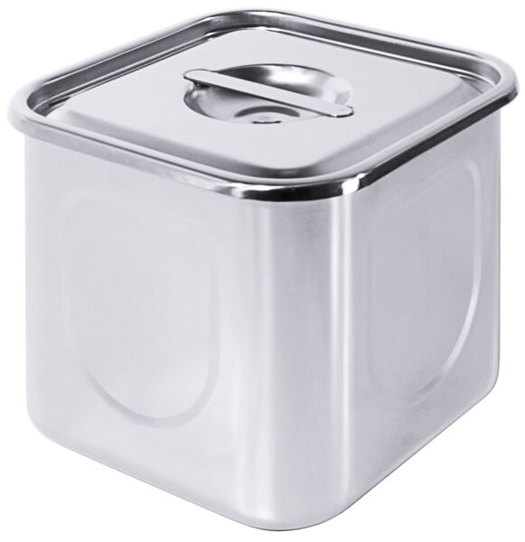 Vorratsbehälter mit Deckel, I: 2,5 ltr., 14 x 14 x 14 cm, Edelstahl
