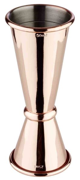 Barmaß D: 4 cm, H: 11 cm, I: 2,5 / 5 cl, Edelstahl, Kupfer-Look, mit Füllstrich
