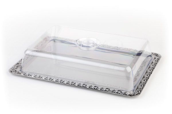 Tablett mit Haube SCHÖNER ESSEN, 42 x 31 cm, 18/0 Edelstahl