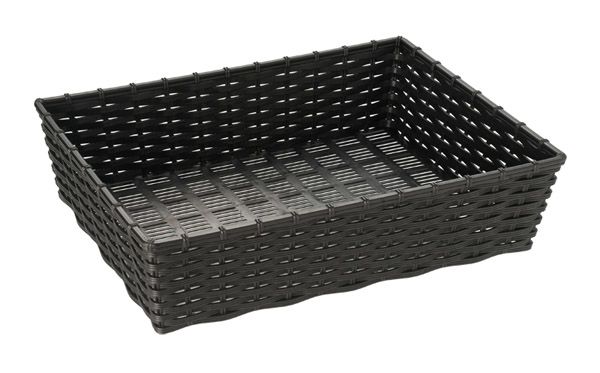 Korb Wicker Look 39,5 x 29,5 cm, H: 10 cm, PP, Fb. schwarz