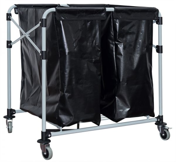 Wäschesammelwagen, grauer Stahl, Kunststoffsäcke, I: 2 x 150 ltr., 60 x 83,5 cm, H: 87 cm