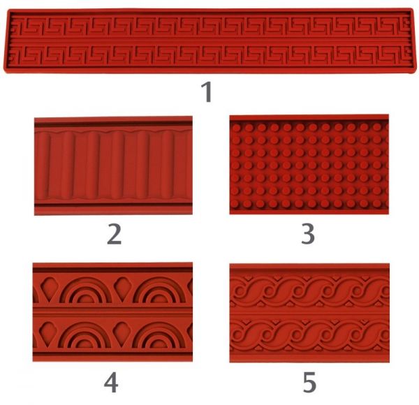 Tortenreliefmatte, rotes Silikon, Rundbogen, 60 x 8 cm