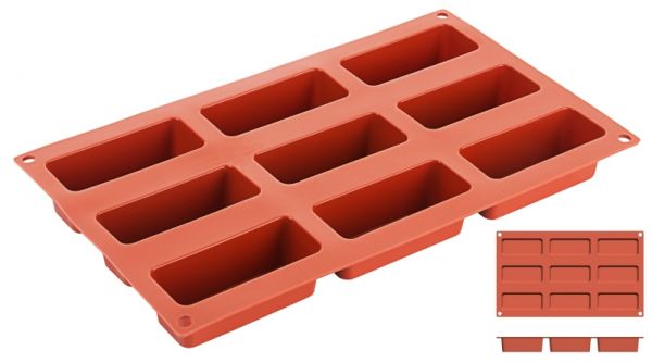 Silikon-Backmatte Barren, 9 Formen, 8,5 x 3,5 x 3 cm
