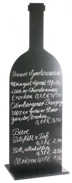 Weintafel, groß, Weinflaschenform, PE, schwarz, H: 105 cm, B: 35 cm