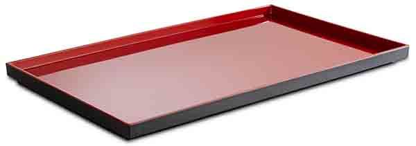 GN 1/1 Tablett ASIA PLUS 53 x 32,5 cm, H: 3 cm, Melamin, außen: schwarz, matt, innen: rot