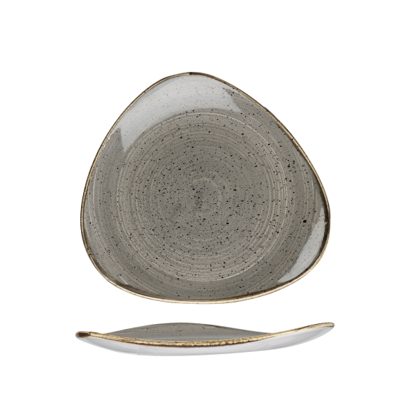 Churchill, Stonecast : Peppercorn Grey - Teller flach dreieckig, 24,5 cm