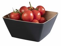 Schale FRIDA, 25 x 25 cm, H: 12 cm, 3,5 ltr., Melamin, außen: schwarz, innen: Holzoptik Schale FRIDA, 25 x 25 cm, H: 12 cm, 3,5 ltr., Melamin, außen: schwarz, innen: Holzoptik