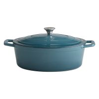 Bräter oval m. Deckel 5 STARS, Gusseisen emailliert, 33 x 25 cm, H: 11 cm, aussen: türkis, innen: creamy Bräter oval m. Deckel 5 STARS, Gusseisen emailliert, 33 x 25 cm, H: 11 cm, aussen: türkis, innen: creamy
