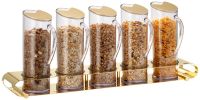 UNISON GOLD Müsliflöte Quintet, 5 x 1,5 ltr. SAN Behälter, vergoldeter Edelstahl, L: 140 mm, B: 725 mm, H: 290 mm UNISON GOLD Müsliflöte Quintet, 5 x 1,5 ltr. SAN Behälter, vergoldeter Edelstahl, L: 140 mm, B: 725 mm, H: 290 mm