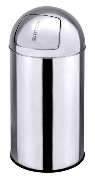 PUSH-Abfallbehälter, Klappe mit Feder, Edelstahl, I: 24 ltr., D: 29 cm, H: 65 cm