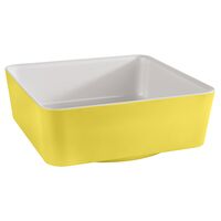 Schale HAPPY BUFFET, 20 x 20 cm, H: 7 cm, Melamin, innen weiß, außen gelb Schale HAPPY BUFFET, 20 x 20 cm, H: 7 cm, Melamin, innen weiß, außen gelb
