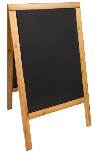 Kundenstopper mit Kreidetafel, Holz, PVC, teakfarben, 58 x 88 cm, B: 68 cm, H: 120 cm