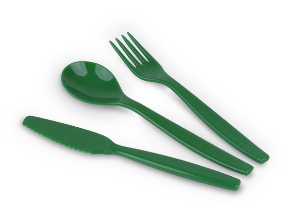 Besteckset (3-tlg.) PC, uni, grün, L: 16,5 cm