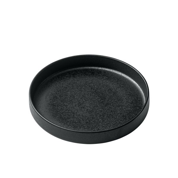 Playground, Steinzeug - NARA Schwarz : Teller tief rund hoher Rand, 24 cm/ 1,3 ltr.