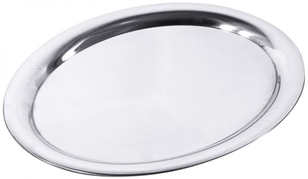 Serviertablett, oval, glänzend, gebördelter Rand, Edelstahl, 28,5 x 22 x 1,4 cm