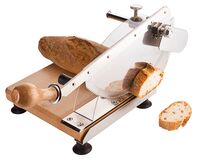 Brotschneidegerät, Gestell aus Holz, Sägeblatt aus Messerstahl, 44 x 22,5 cm Brotschneidegerät, Gestell aus Holz, Sägeblatt aus Messerstahl, 44 x 22,5 cm