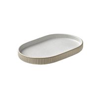 Playground, Steinzeug - NARA Weiss : Platte oval , Relief, 18 cm Playground, Steinzeug - NARA Weiss : Platte oval , Relief, 18 cm