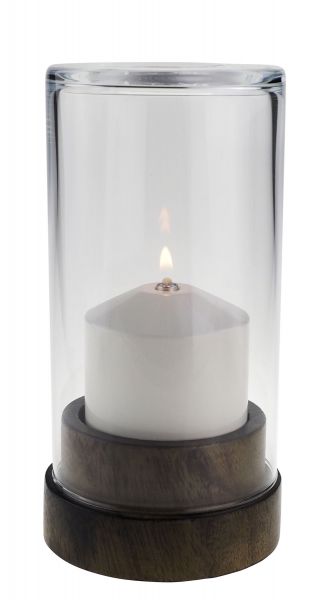 Tischlampe Ino Wood Big 80K, Lampenkörper: Holz braun, Glaszylinder: klar, Höhe: 17 cm