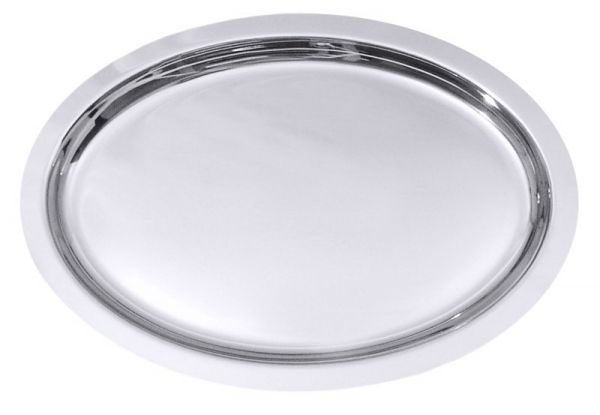 Bankettplatte, oval, glatter Rand, Edelstahl, 70 x 48 x 2 cm
