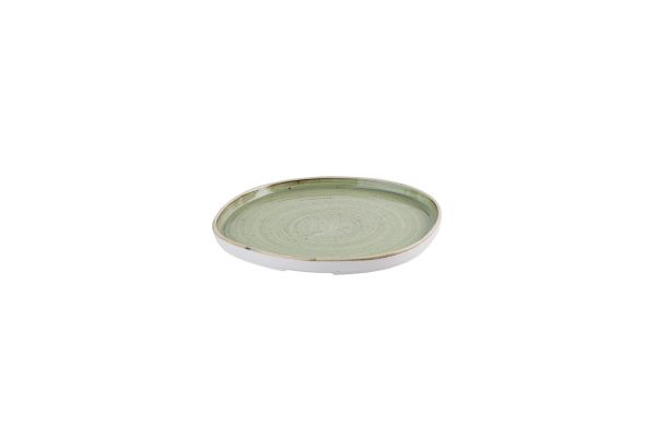 Churchill, Stonecast : Sage Green - Teller flach organisch m. erhöhten Rand, 25,5 x 2 cm