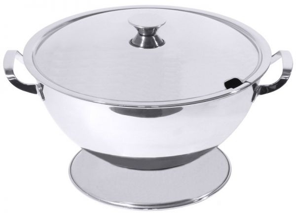 Suppenterrine mit Fuß, Edelstahl, I: 1,5 ltr., D: 19 cm, H: 11,5 cm