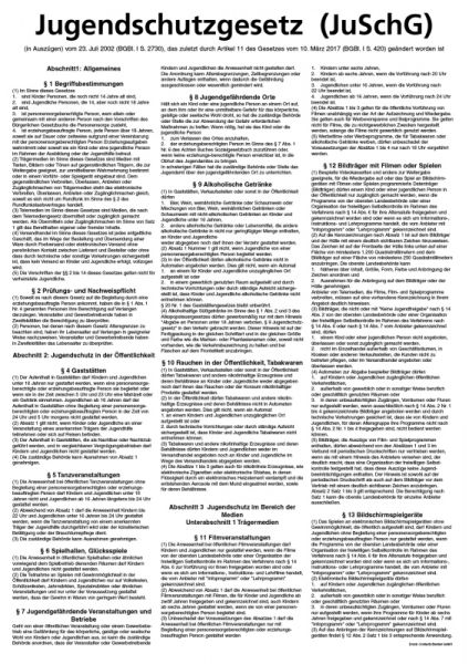 Aushang Jugendschutzgesetz in der Fassung ab März 2017, DIN A4, H: 29,5