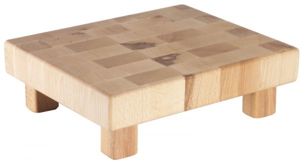 Holzblock GN 1/2, 4 Holzfüße, Buchen-Stirnholz, 32,5 x 26,5 x 10 cm
