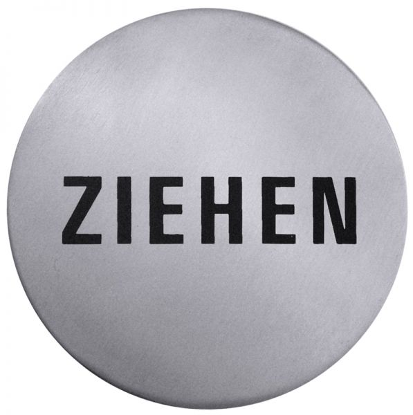 Hinweis-Türsymbol ZIEHEN, Edelstahl, selbstklebend, D: 7,5 cm
