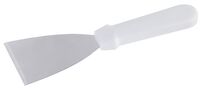 Bratenspachtel, Griff aus weißem PP, Edelstahl, 11,5 x 10 cm, Stiellänge: 25 cm Bratenspachtel, Griff aus weißem PP, Edelstahl, 11,5 x 10 cm, Stiellänge: 25 cm